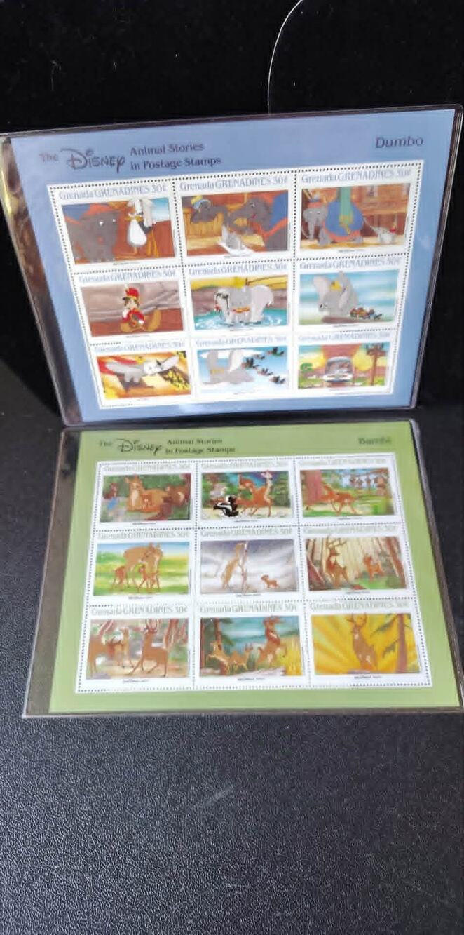 2 9pc Disney stamp sheets Dumbo & Bambi